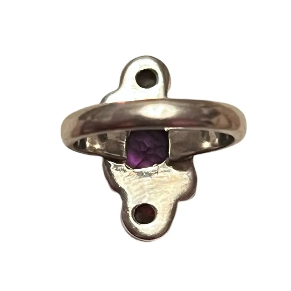 Artisan Amethyst And Garnet 925 Sterling Silver Cocktail Ring Size 6